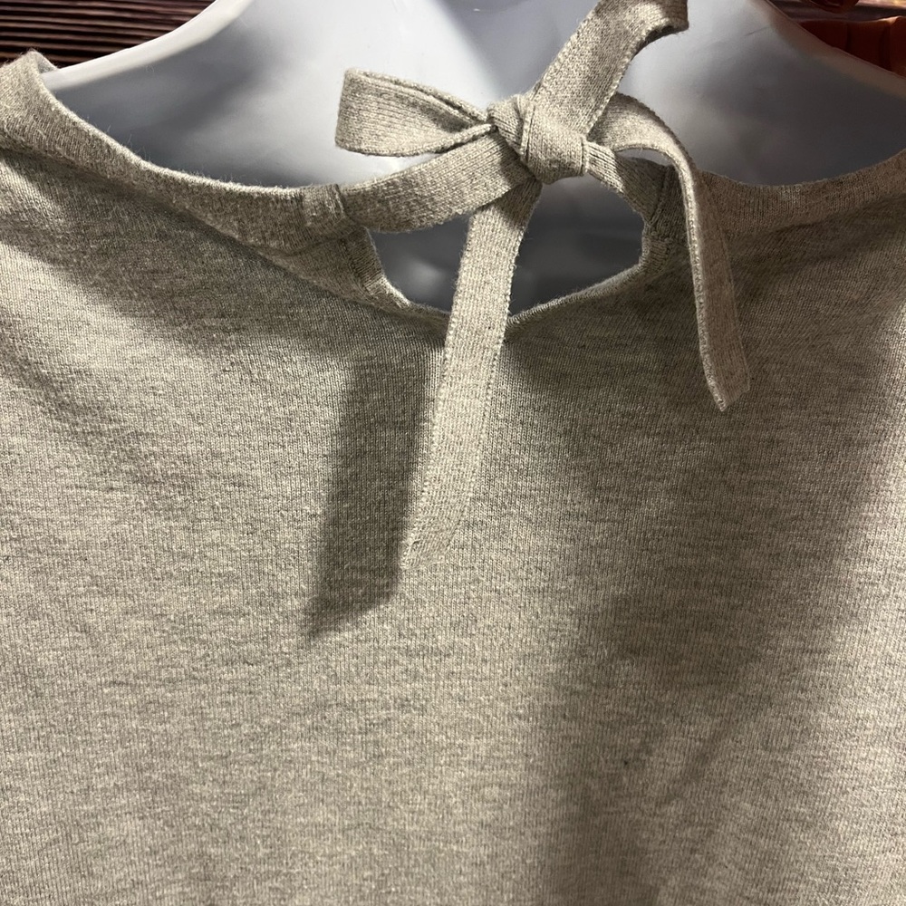Talbots Pink Flamingos Gray Knit Top - Picture 3 of 5